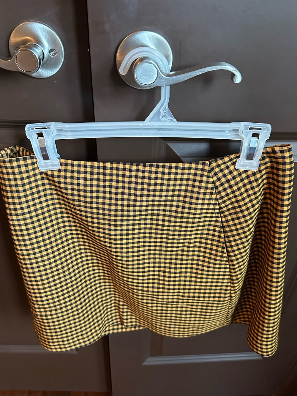 Urban Outfitters orange and black checkered mini skirt zip up size L